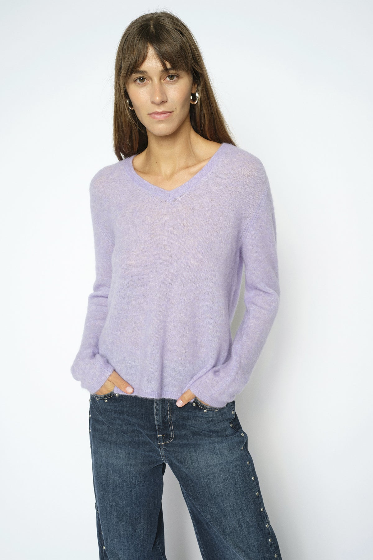 MMMape Sophia V-Neck Knit Violet Tulip - 182160