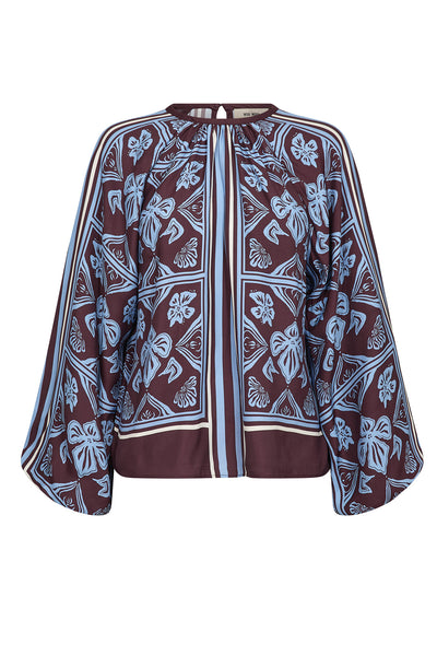 MMMilkey Linocut Blouse Port Royale - 181040 Thumbnail