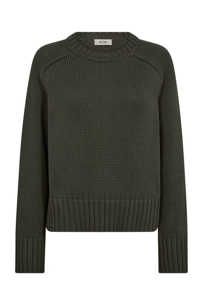 MMRola Bine Crewneck Knit Olive night - 176210 Thumbnail