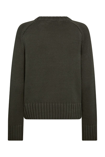 MMRola Bine Crewneck Knit Olive night - 176210 Thumbnail
