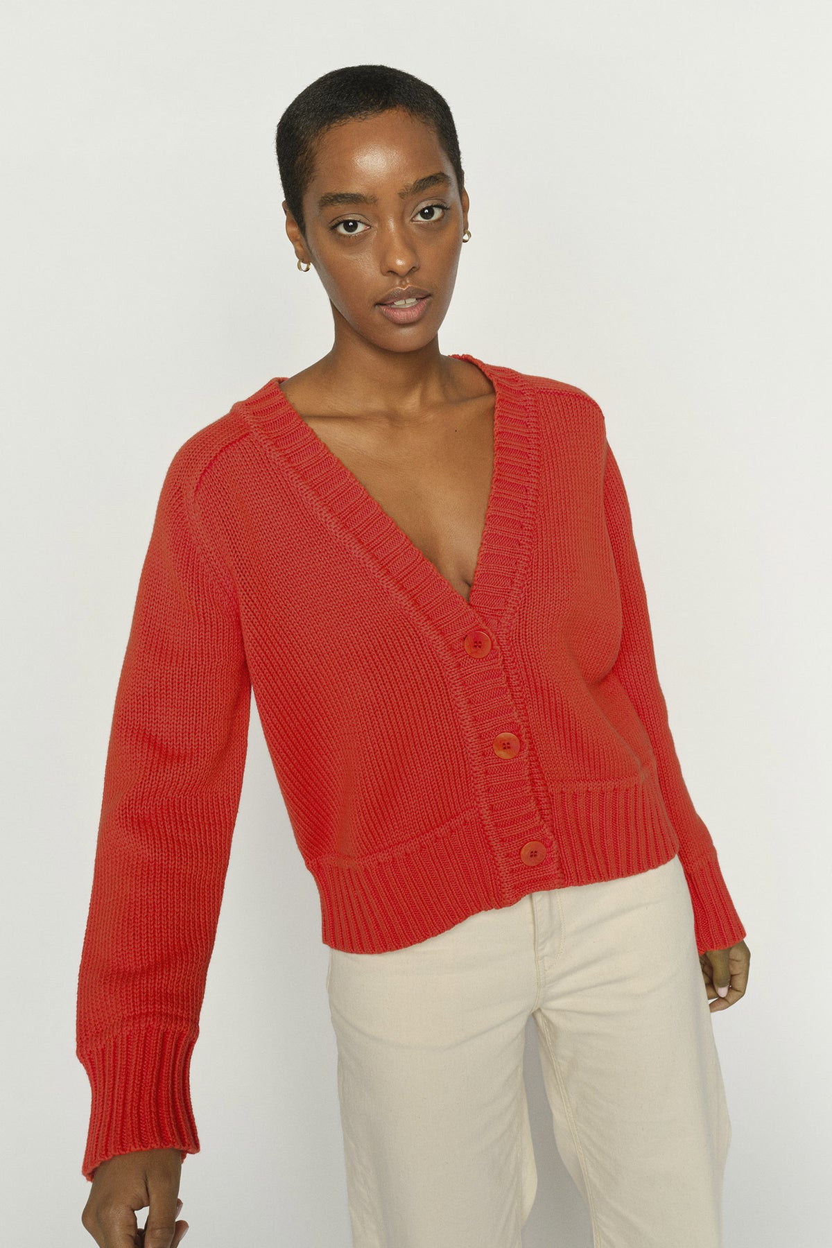 MMRola Bine V-Neck Knit Cardig Spicy Orange - 176690