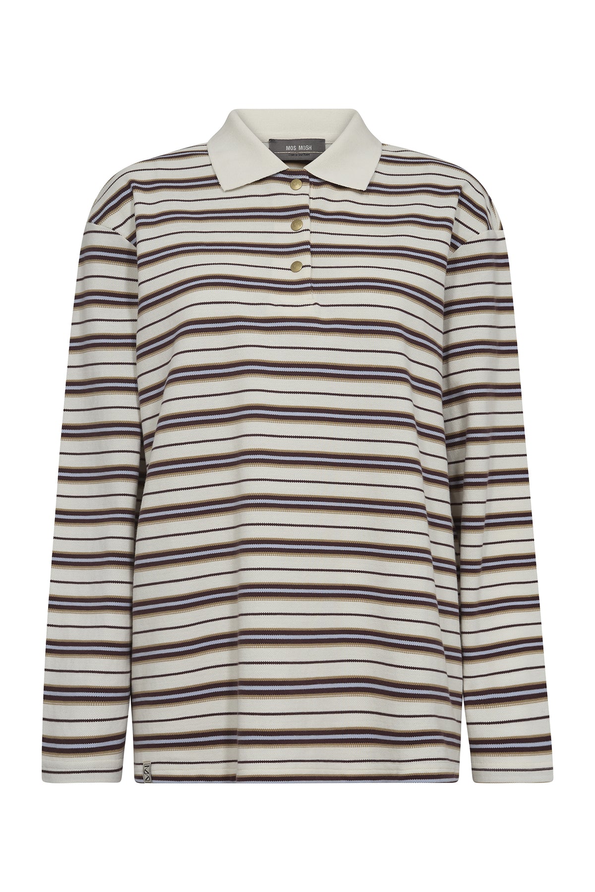 MMRossett LS Stripe Polo Tee Brunnera Blue - 172760