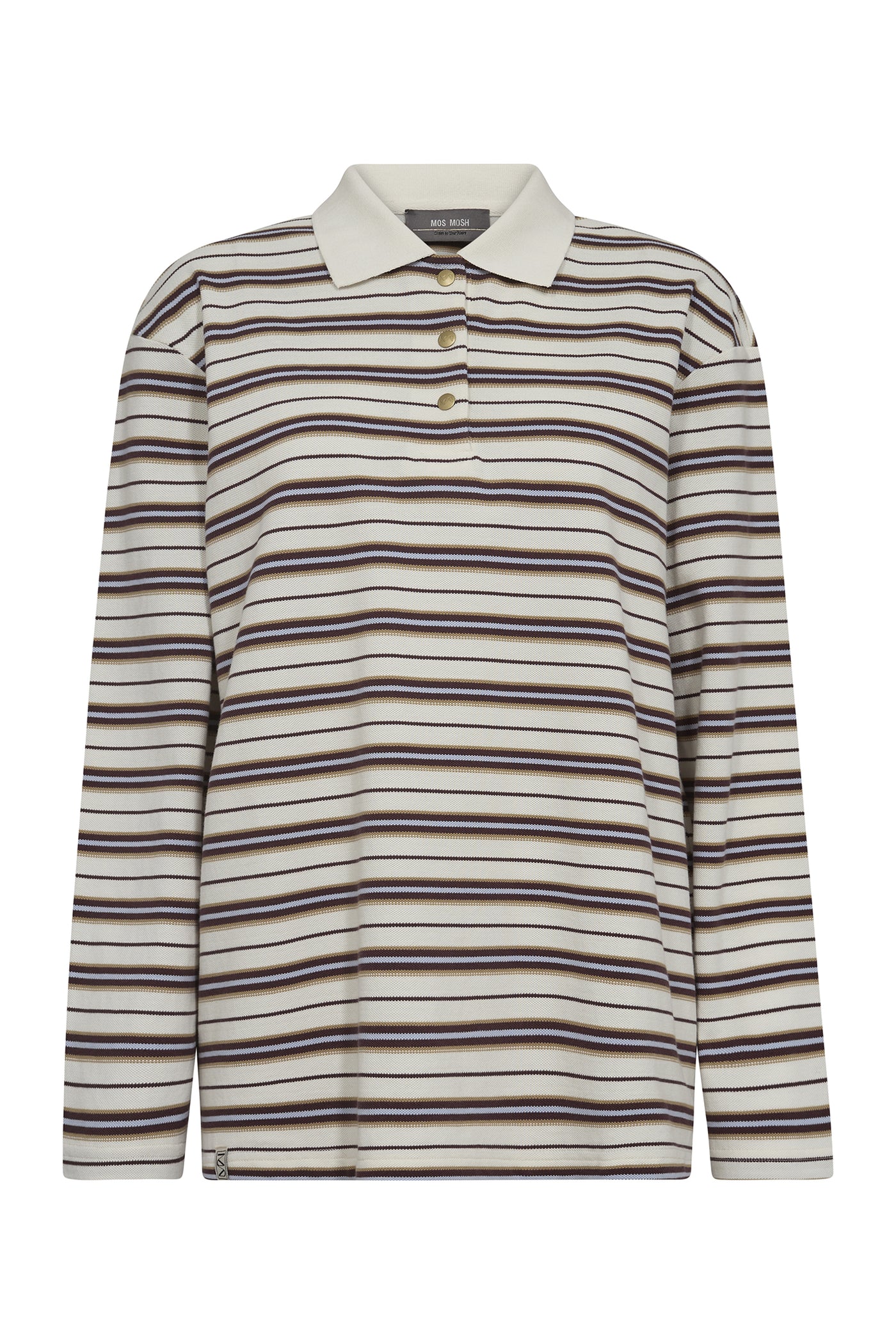 MMRossett LS Stripe Polo Tee Brunnera Blue - 172760