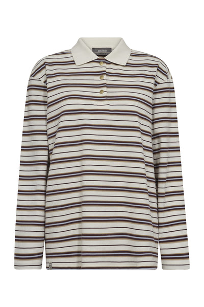MMRossett LS Stripe Polo Tee Brunnera Blue - 172760 Thumbnail