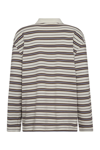 MMRossett LS Stripe Polo Tee Brunnera Blue - 172760 Thumbnail