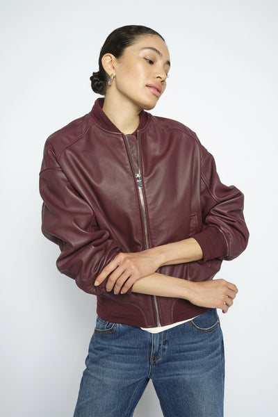 MMRuby Leather Bomber Jacket Port Royale - 182010 Thumbnail