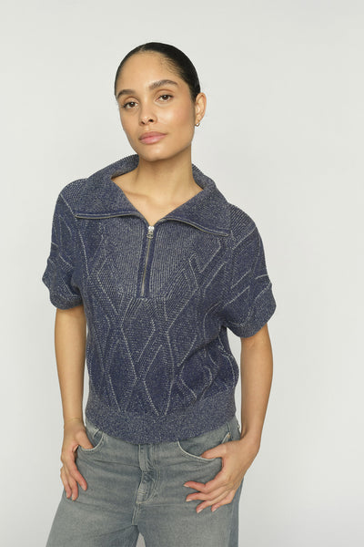 MMSalma SS Knit Vest Crown Blue - 176740 Thumbnail
