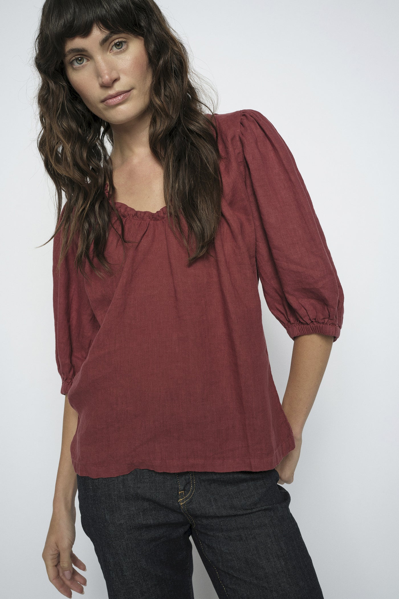 MMTaissa Linen Blouse Cowhide - 160160