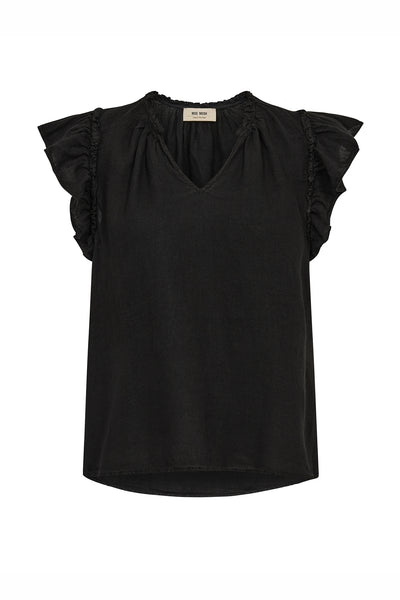 MMTea Linen Blouse Black - 178100 Thumbnail