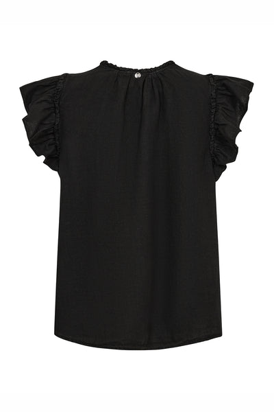 MMTea Linen Blouse Black - 178100 Thumbnail