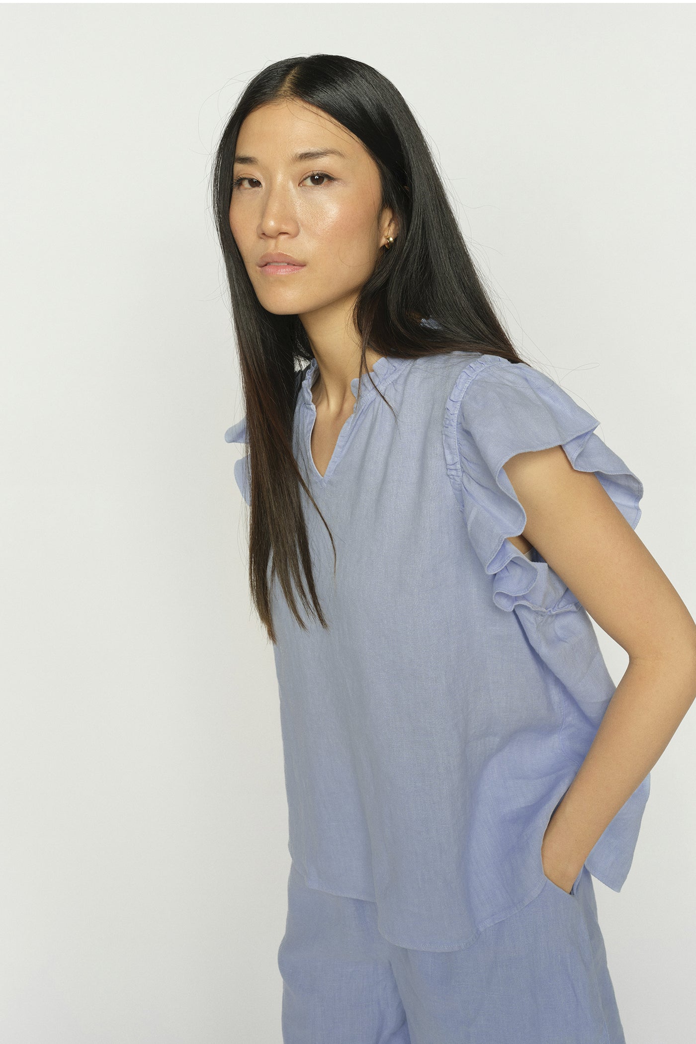 MMTea Linen Blouse Skyway - 178100