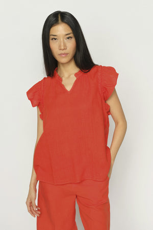 MMTea Linen Blouse Spicy Orange - 178100