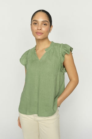 MMTea Linen Blouse Turf Green - 178100