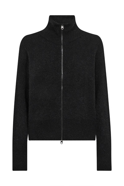 MMThora Knit Zip Cardigan Black - 182770 Thumbnail