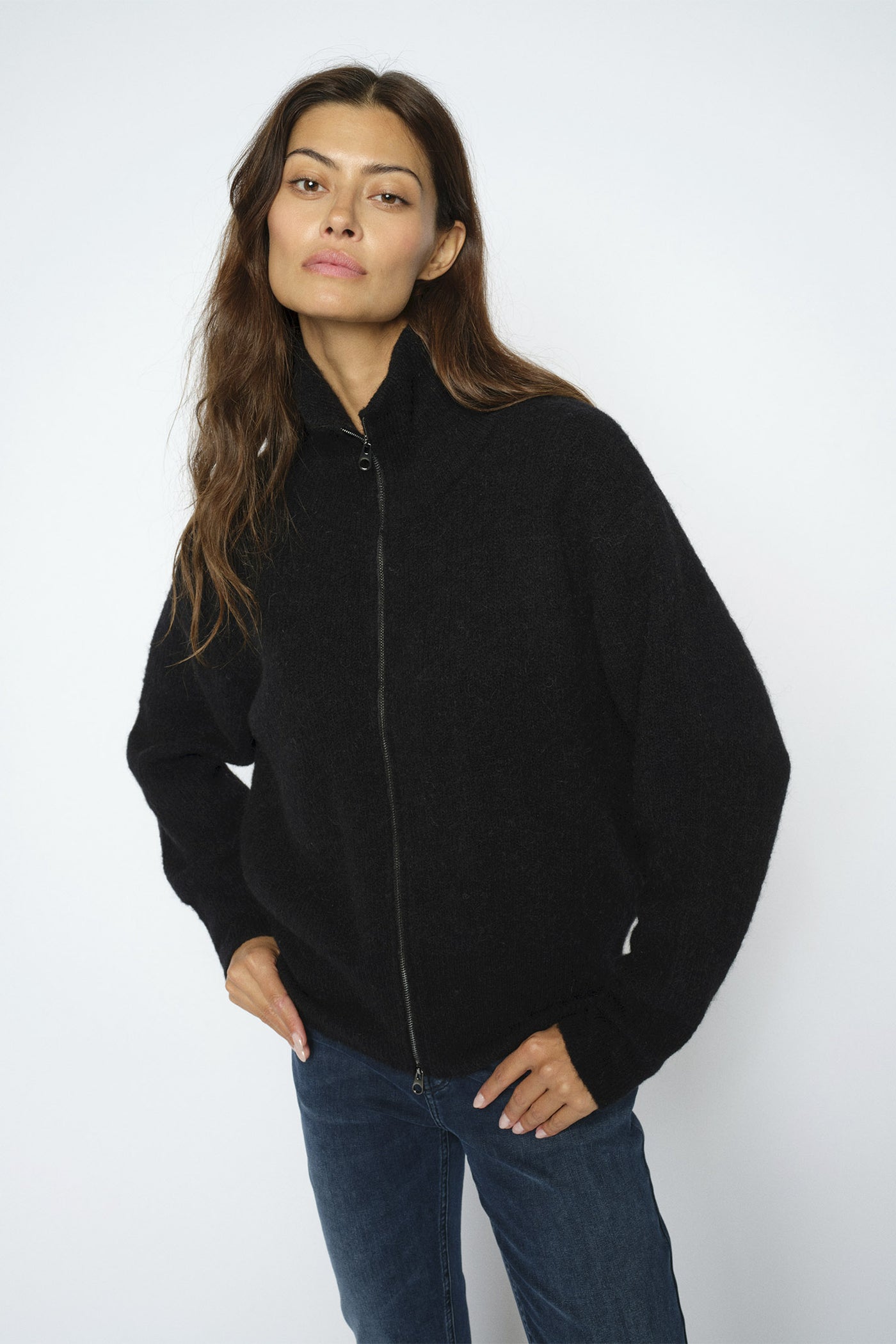 MMThora Knit Zip Cardigan Black - 182770