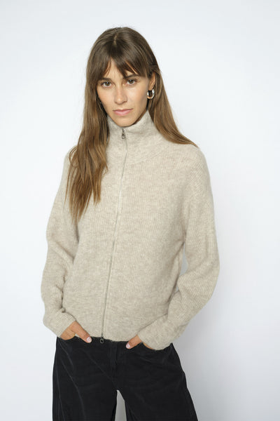 MMThora Knit Zip Cardigan Feather Gray - 182770 Thumbnail