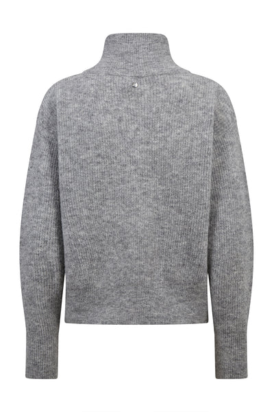 MMThora Knit Zip Cardigan Grey Melange - 182770 Thumbnail