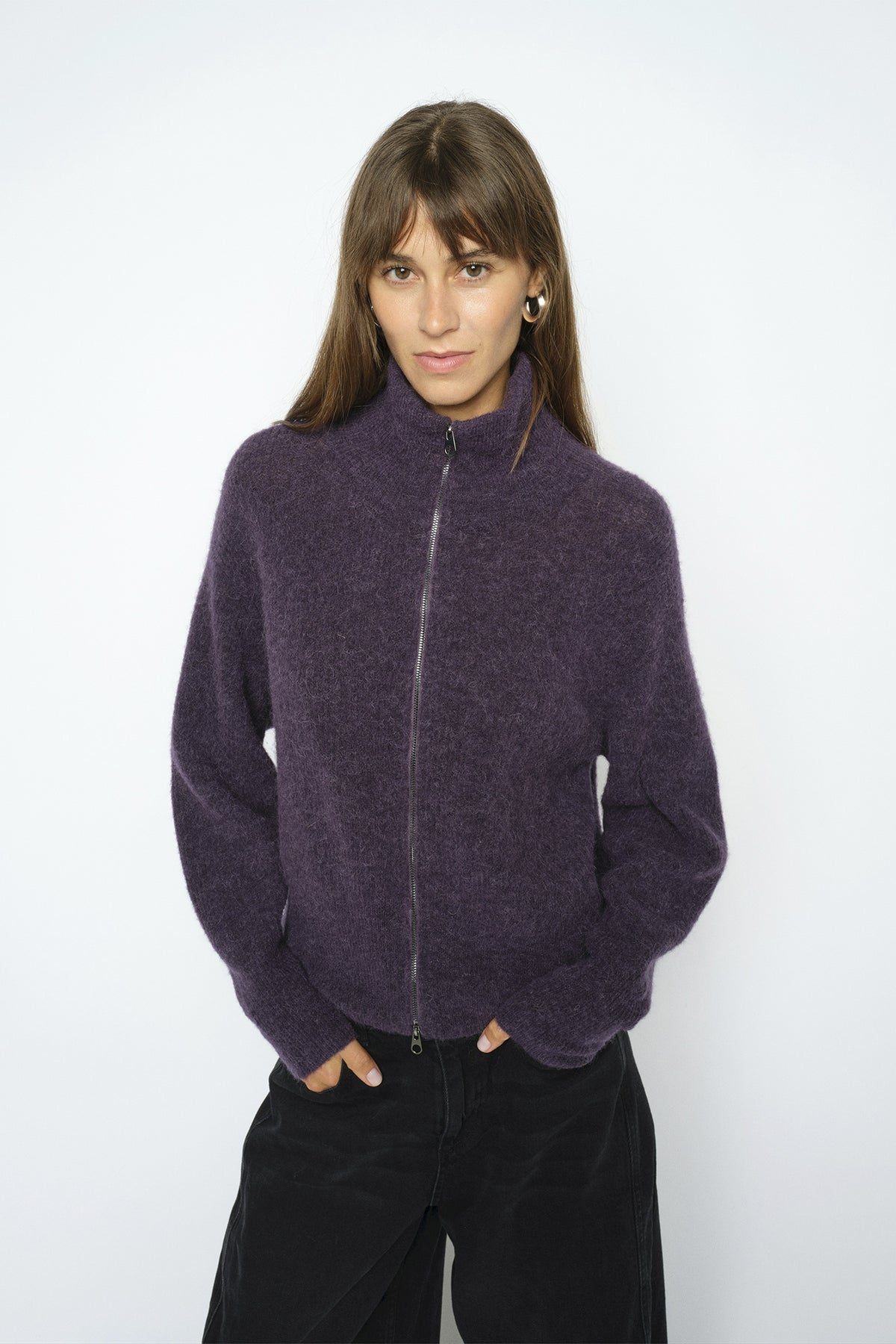 MMThora Knit Zip Cardigan Sweet Grape - 182770