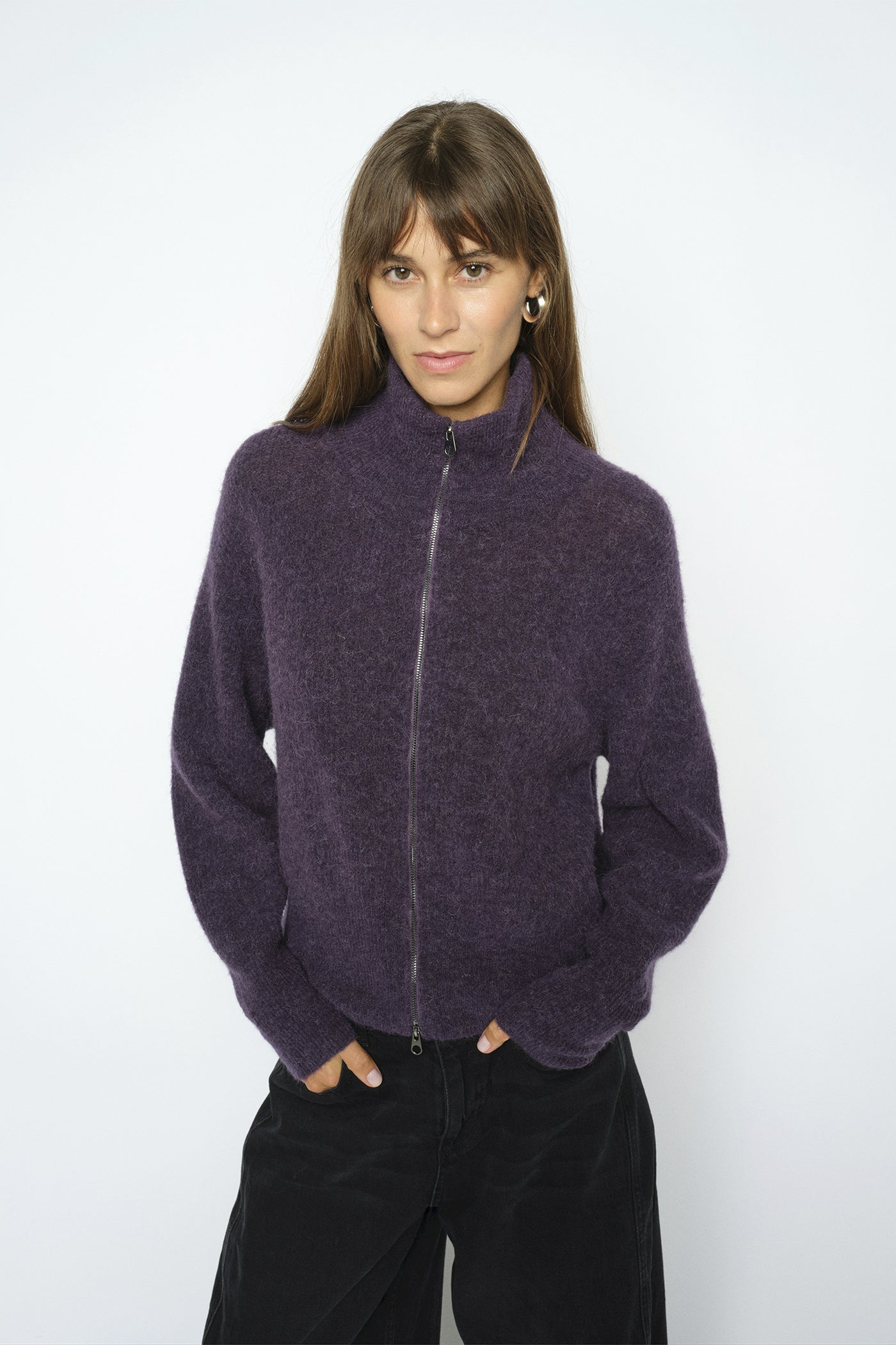 MMThora Knit Zip Cardigan Sweet Grape - 182770