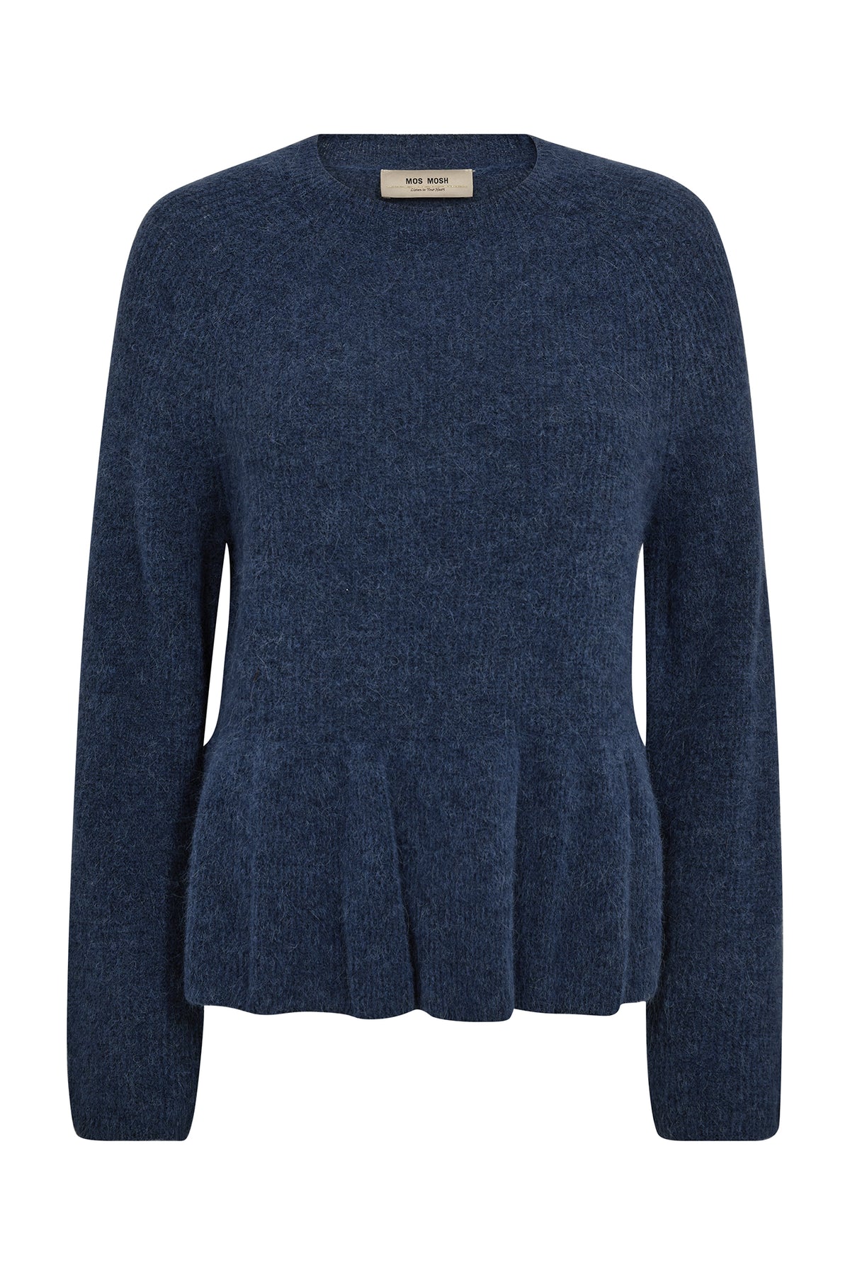 MMThora O-Neck Frill Knit Ensign Blue