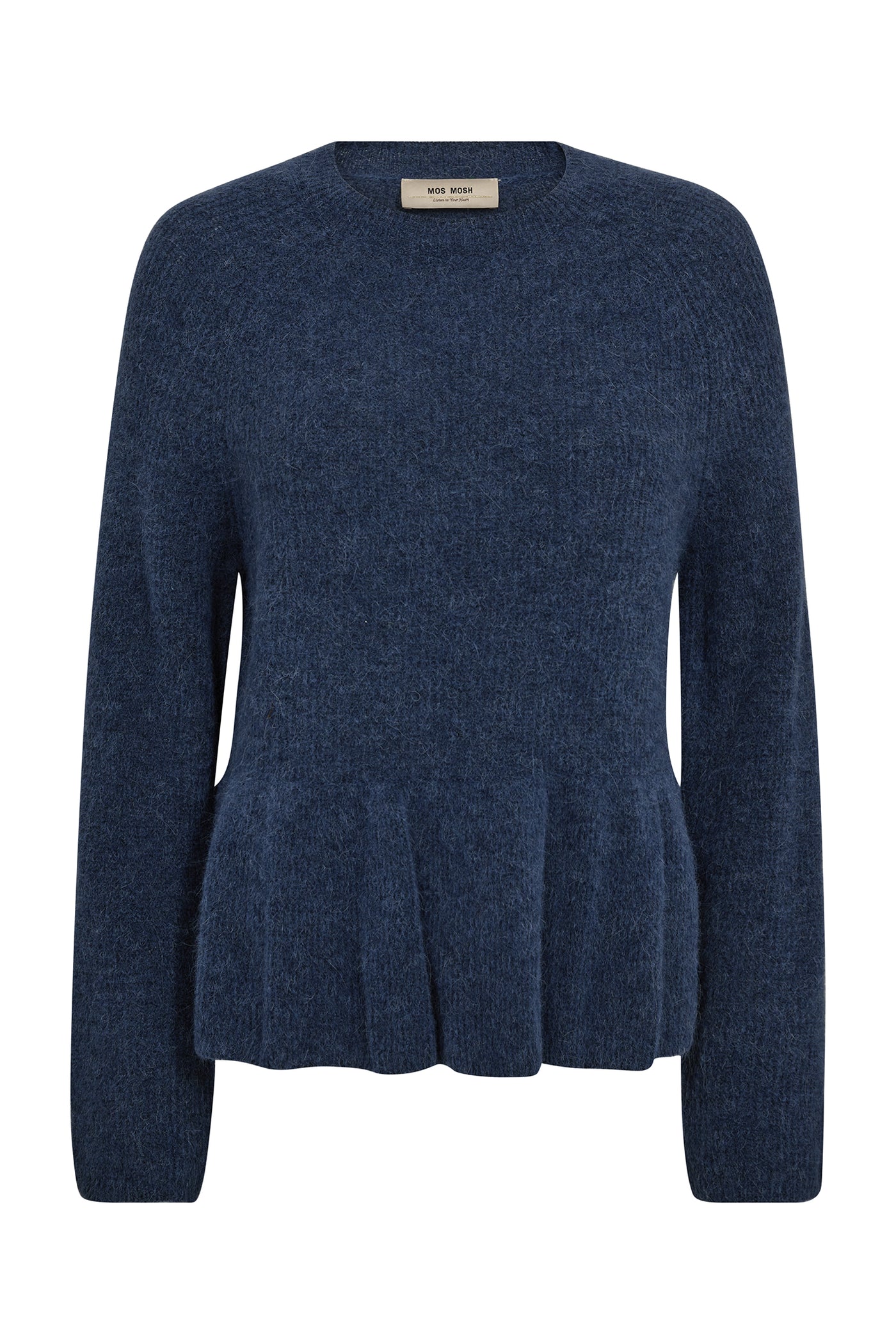 MMThora O-Neck Frill Knit Ensign Blue