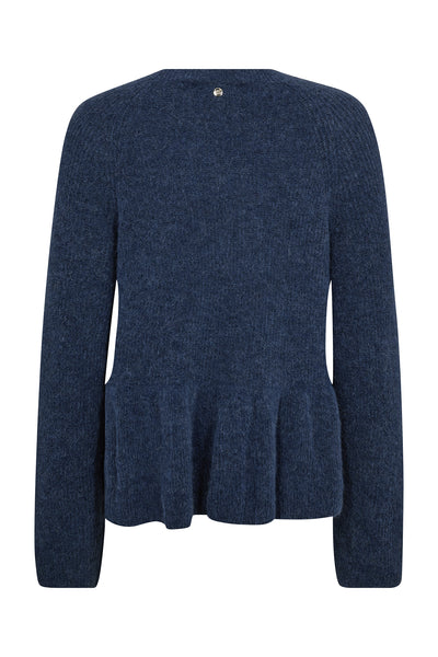 MMThora O-Neck Frill Knit Ensign Blue Thumbnail