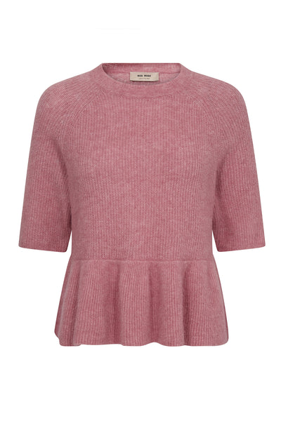 MMThora SS O-Neck Frill Knit DUSTY ROSE - 177530 Thumbnail
