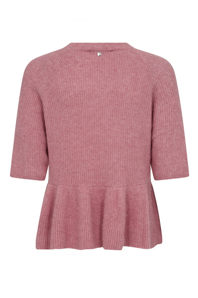 MMThora SS O-Neck Frill Knit DUSTY ROSE - 177530 Thumbnail