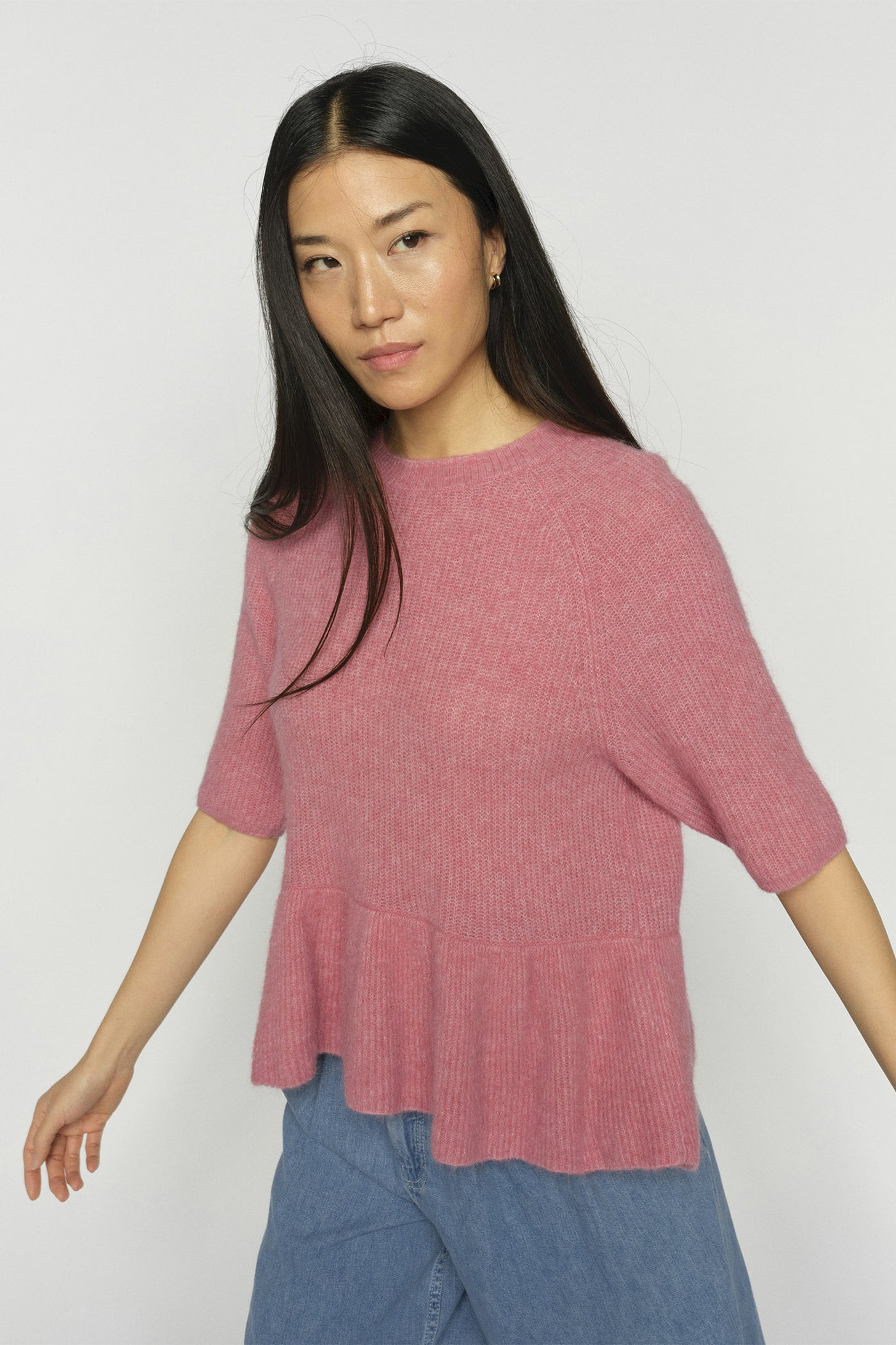 MMThora SS O-Neck Frill Knit DUSTY ROSE - 177530