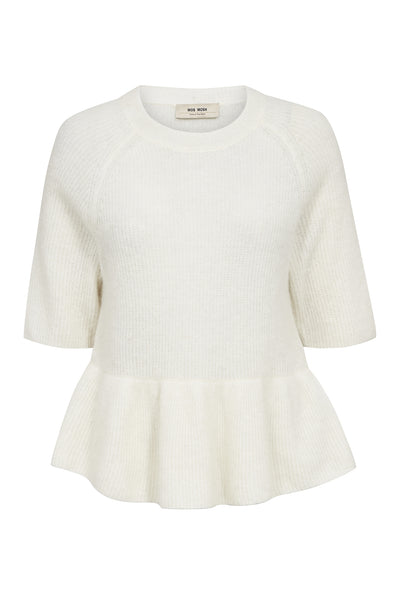 MMThora SS O-Neck Frill Knit ECRU - 177530 Thumbnail