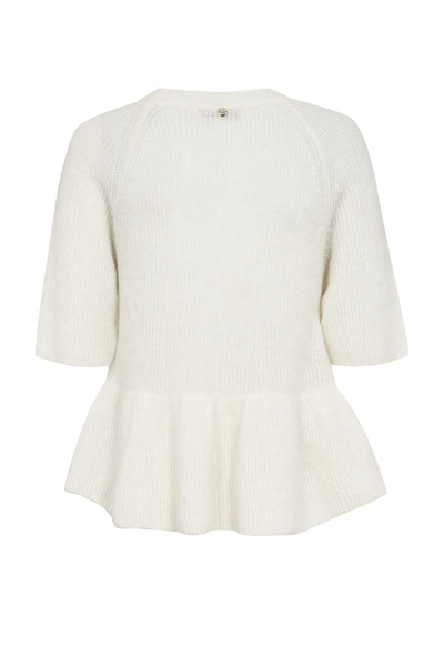 MMThora SS O-Neck Frill Knit ECRU - 177530 Thumbnail