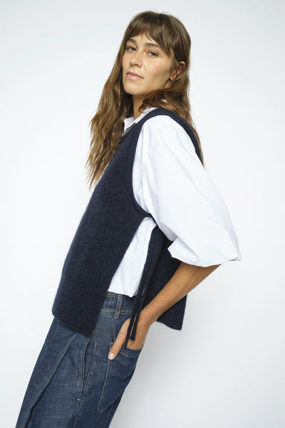 MMThora Tie Knit Vest Salute Navy - 182760 Thumbnail
