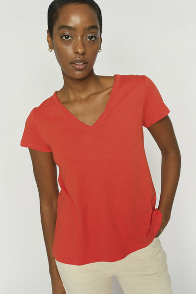 MMTulli V-SS Basic Tee Spicy Orange - 160920 Thumbnail