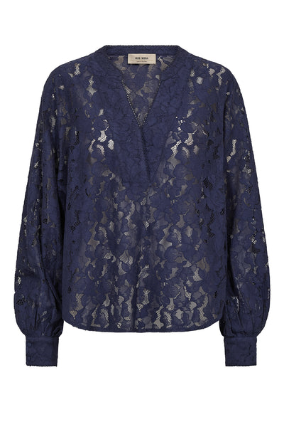 MMYen River Lace Blouse Crown Blue - 177150 Thumbnail
