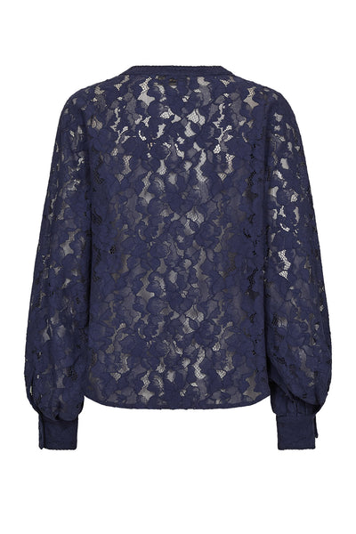 MMYen River Lace Blouse Crown Blue - 177150 Thumbnail