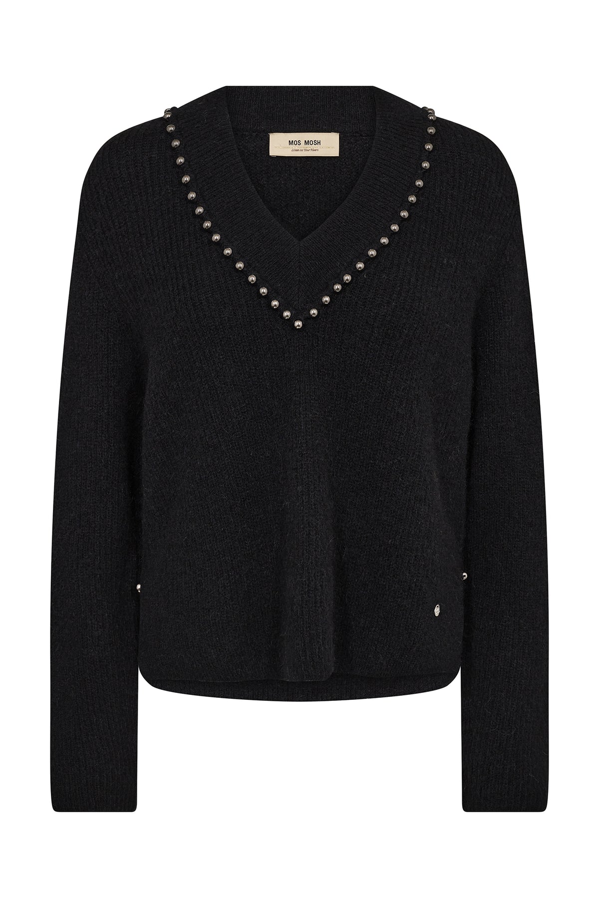 MMZora V-Neck Bead Knit Black - 176320