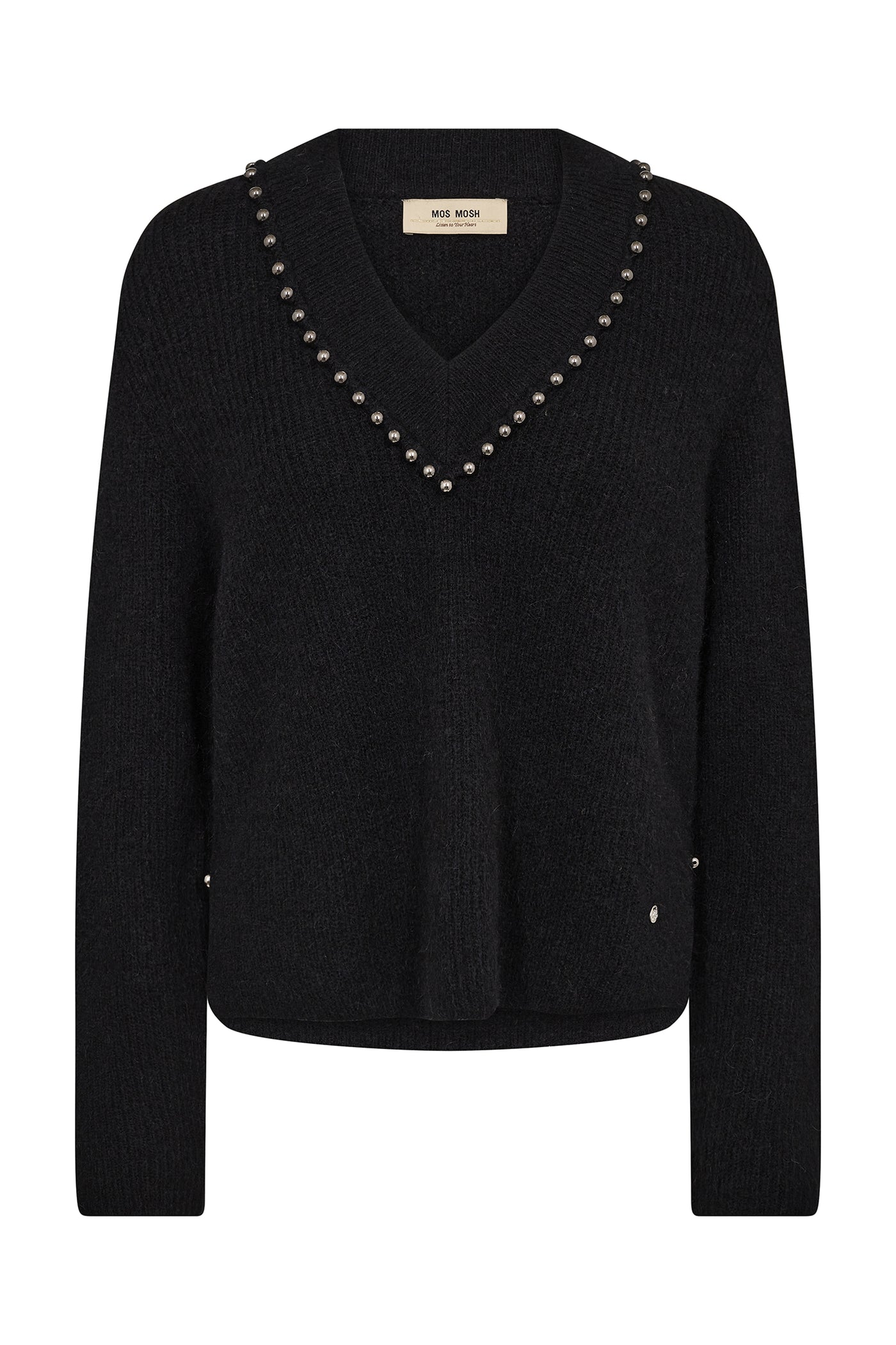 MMZora V-Neck Bead Knit Black - 176320