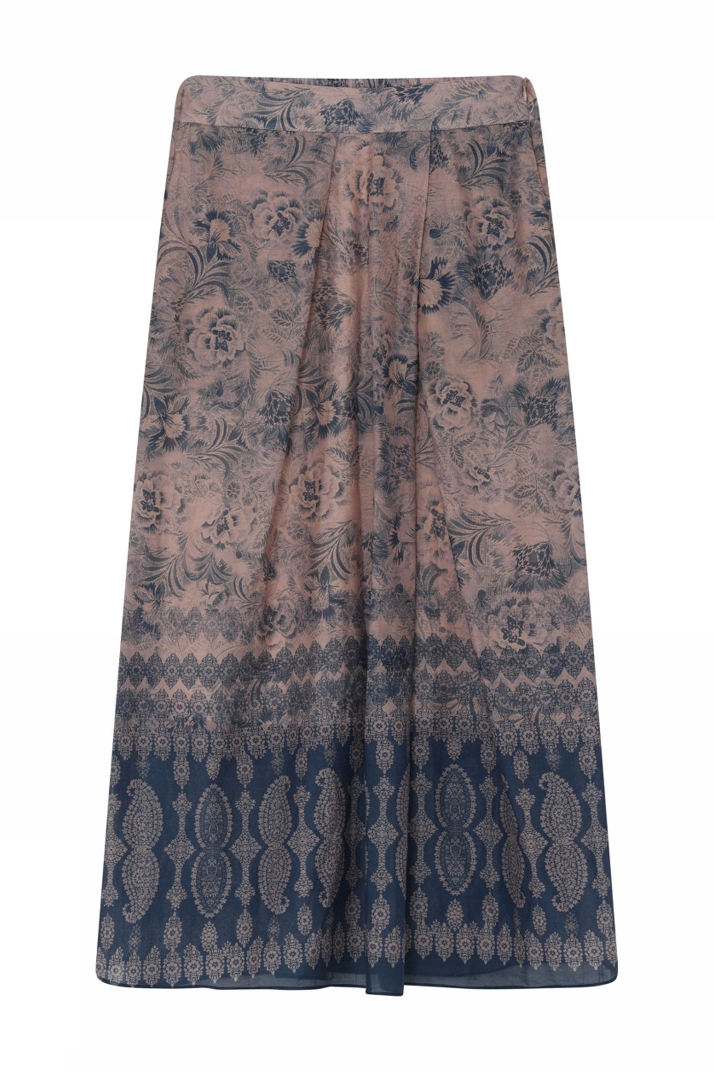 Mabell, midi+ pleated skirt 84797-Navy/Rose - 60553/7312