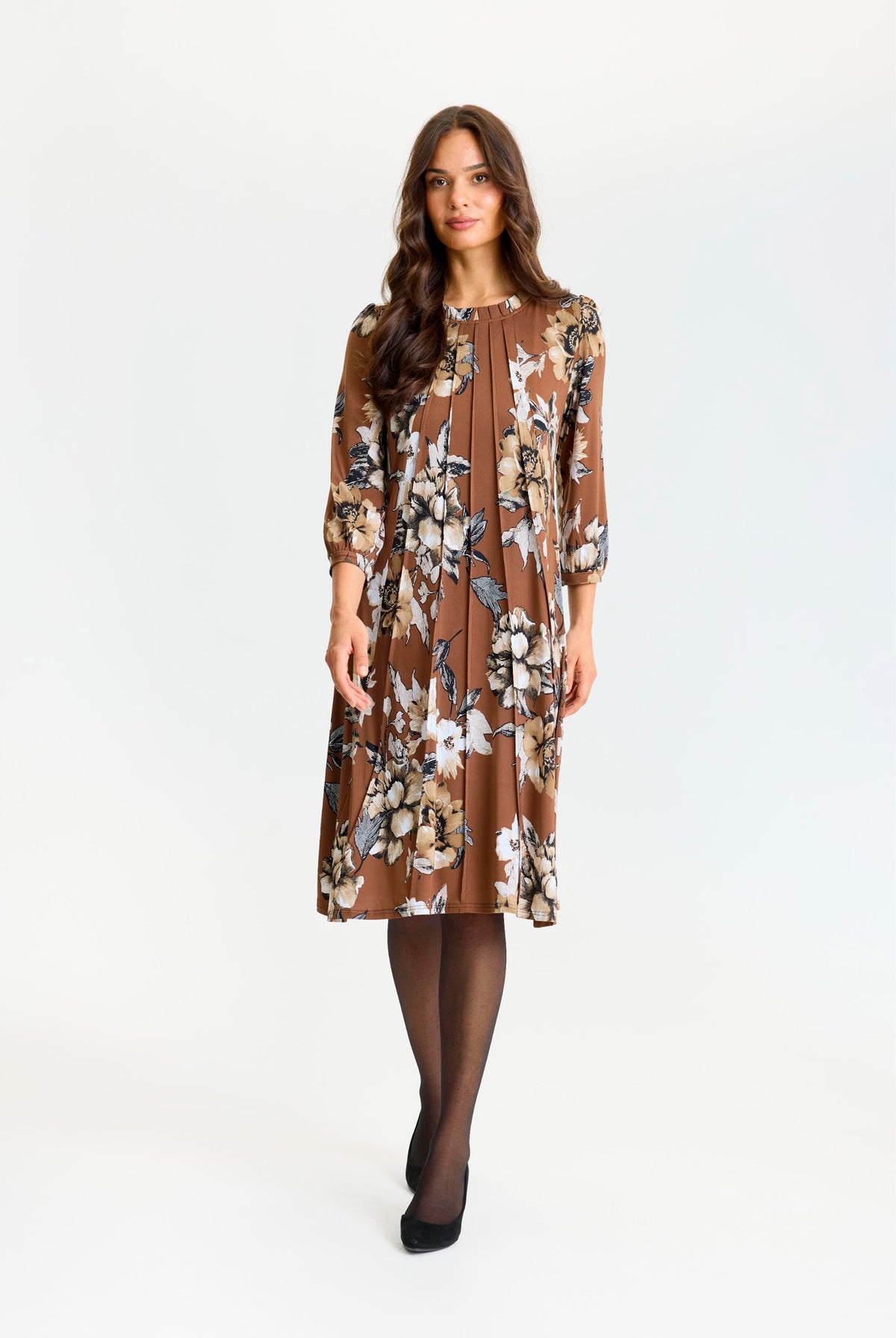 Luzia dress 3/4 sleeves Brown - 17326
