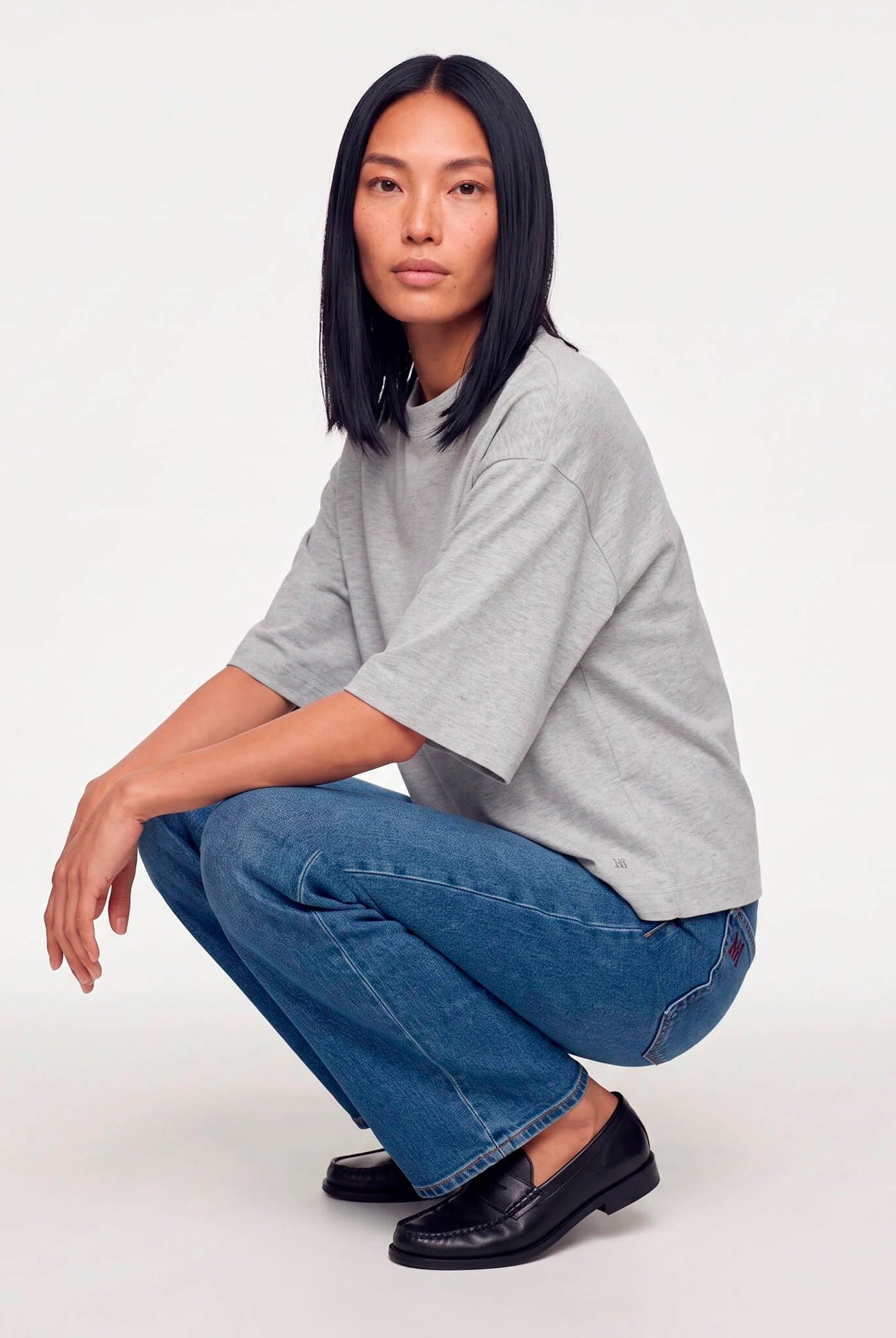 MMNatalie O-SS Boxy Tee Grey Melange - 183900