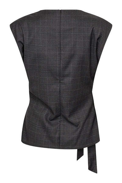 EloraCC Check Pleat Top 65002-Dark Grey - 500306 Thumbnail