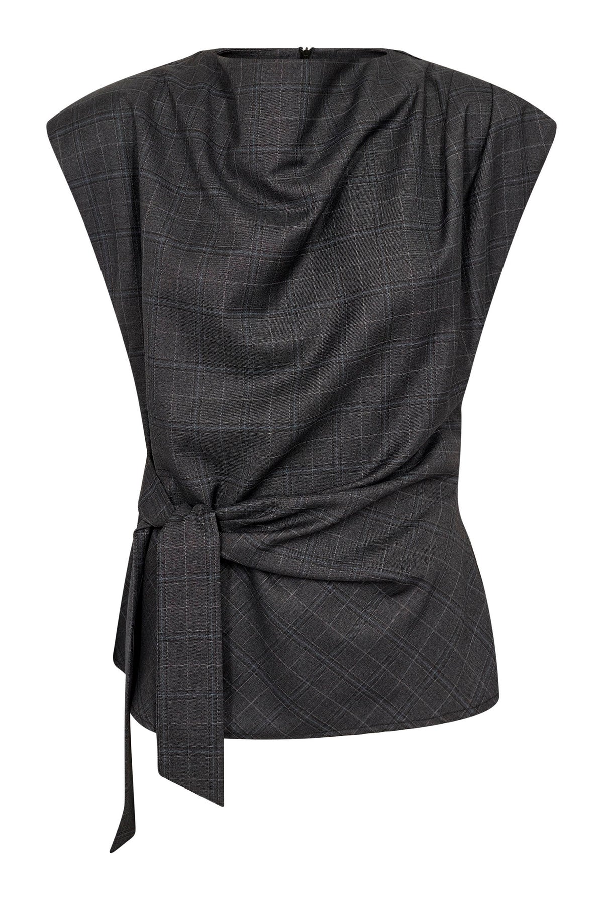 EloraCC Check Pleat Top 65002-Dark Grey - 500306