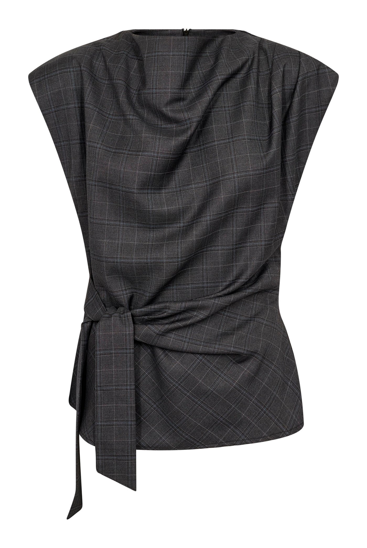 EloraCC Check Pleat Top 65002-Dark Grey - 500306