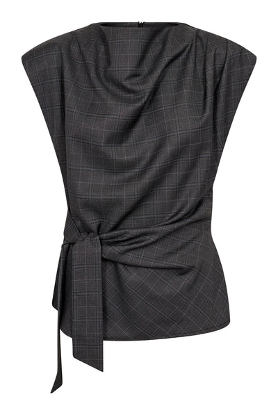 EloraCC Check Pleat Top 65002-Dark Grey - 500306 Thumbnail