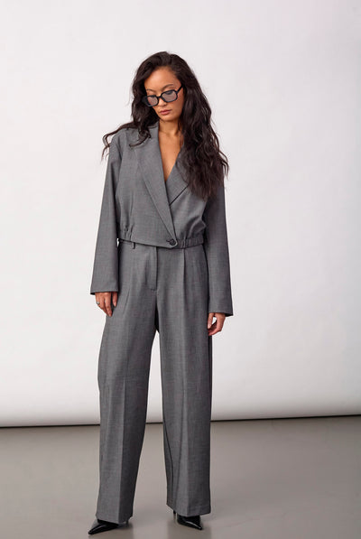 JackyCC Crop Blazer 65003-Mid Grey - 500289 Thumbnail