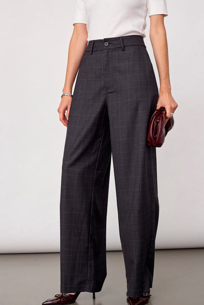 EloraCC Check Barrel Pant 65002-Dark Grey - 500307 Thumbnail