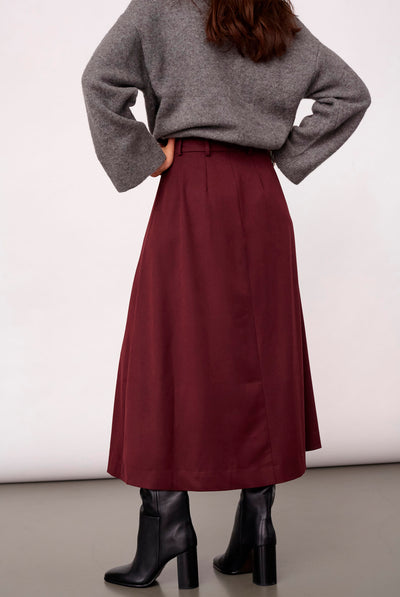 TerryCC Pleat Skirt 30005-Wine Red - 500363 Thumbnail