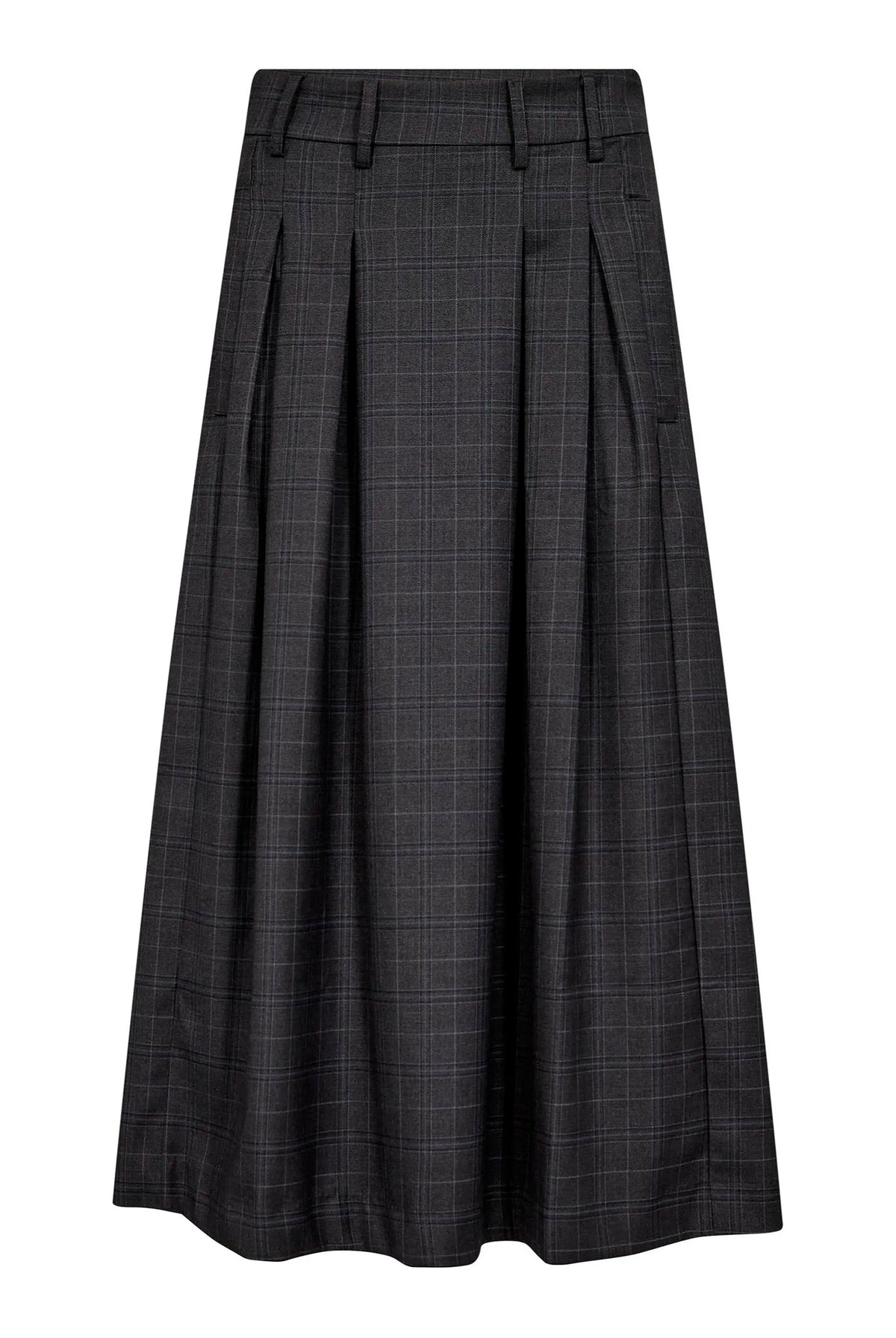 EloraCC Check Pleat Skirt 65002-Dark Grey - 500308