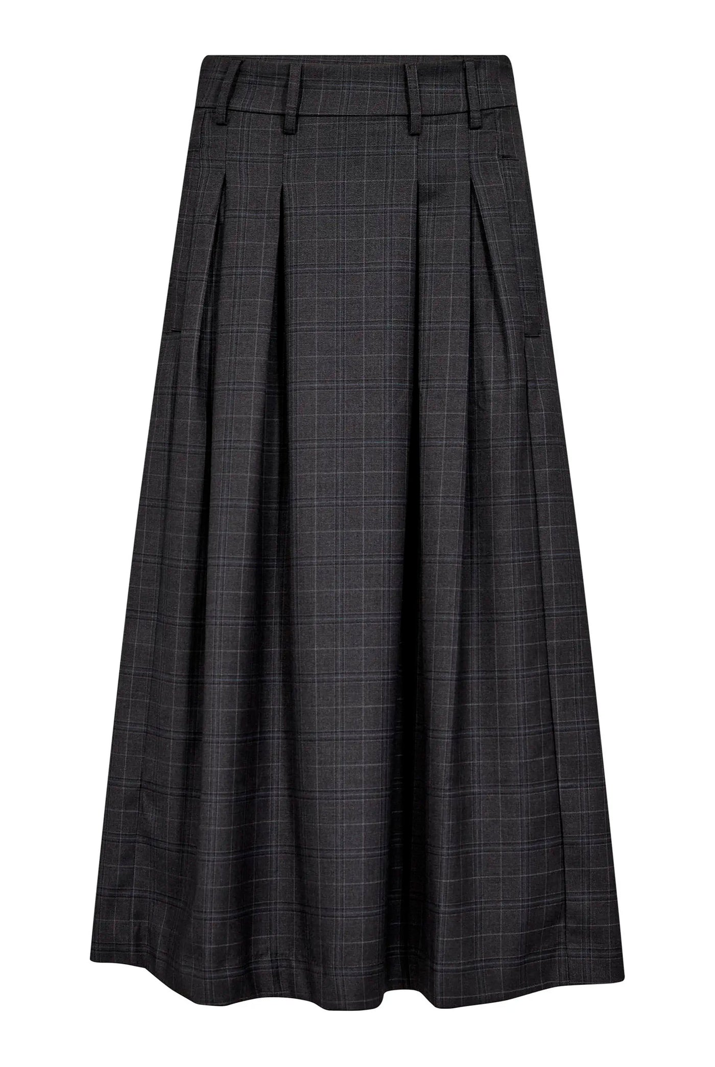 EloraCC Check Pleat Skirt 65002-Dark Grey - 500308