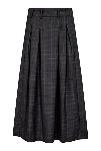 EloraCC Check Pleat Skirt 65002-Dark Grey - 500308 Thumbnail